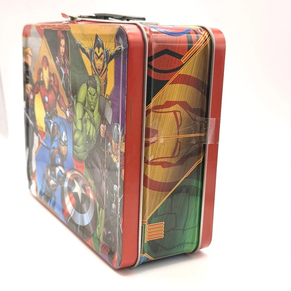 Marvel Kids Avengers Tin Lunch Box Red Superhero Iron Man Hulk Captain America